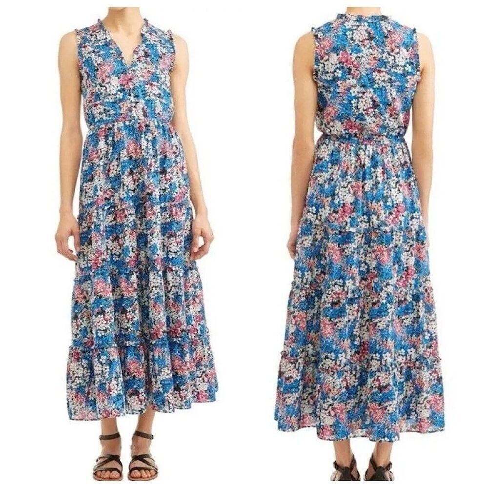 Textile Elizabeth‎ & James Meg Tiered Maxi Dress Womens Sz XL Floral Sleeveless
